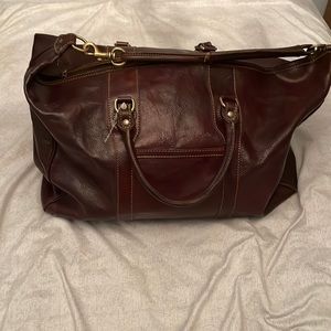 Italian leather weekender bag